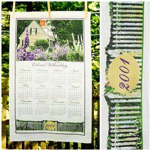 Vintage 2001 Colonial Williamsburg VA Calendar Towel Custis Tenement & Gardens